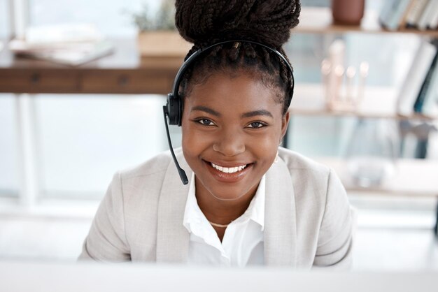 black-woman-call-center-portrait-smile-customer-service-support-telemarketing-office-happy-african-female-person-consultant-agent-smiling-online-advice-telesales-workplace_590464-183527